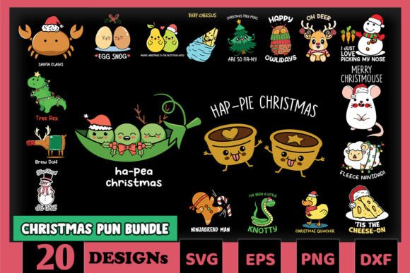 Christmas Puns Bundle SVG Graphics for Crafts & Branding