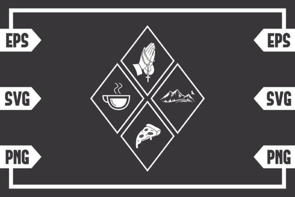 Coffee Jesus Pizza and Mountain Graphics