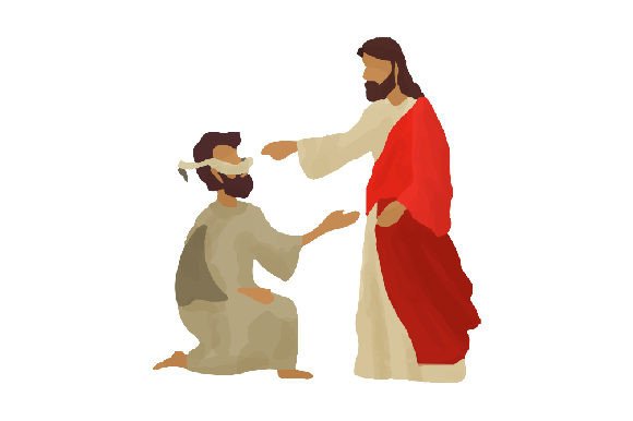 Jesus Healing a Blind Man - Watercolor