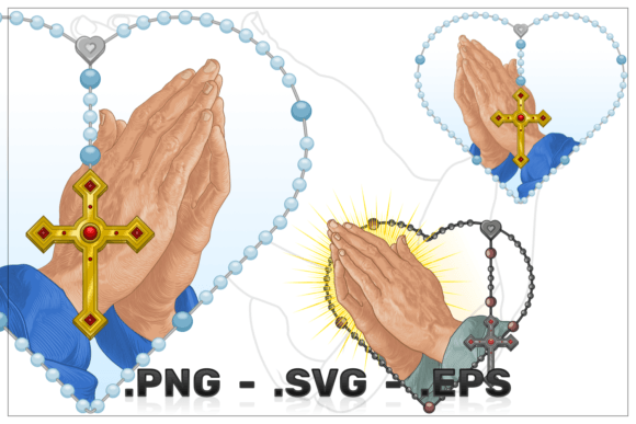 Praying Hands with Heart Shaped Rosary Graphics Review