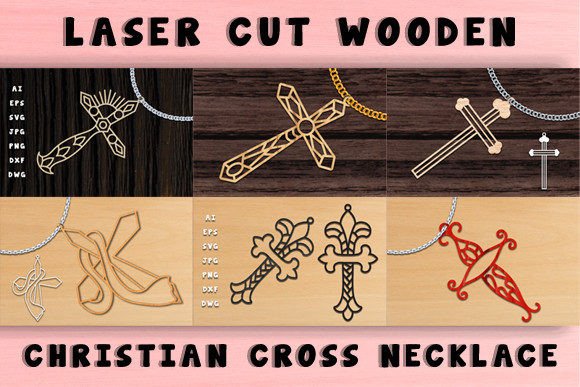 Wooden Christian Cross Necklace Set